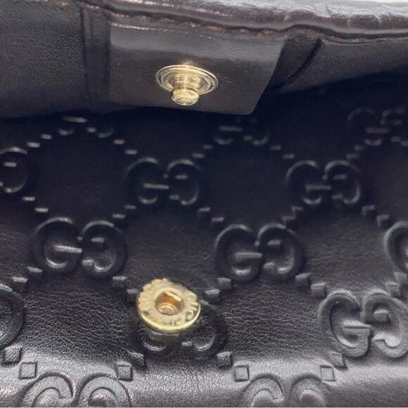 Auth Gucci Guccissima Black Leather Bi-fold Long Wallet W/Box - Picture 9 of 15